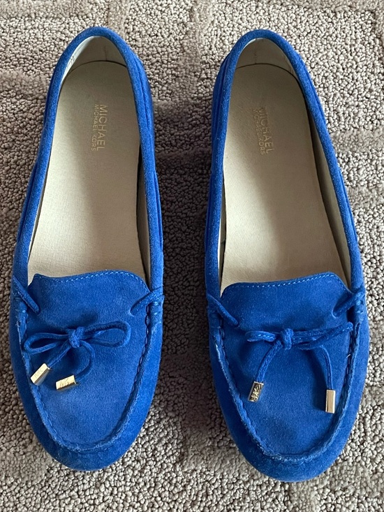 Michael Kors Shoes - Michael Kors Royal Blue Suede Bow Moccasin Loafers